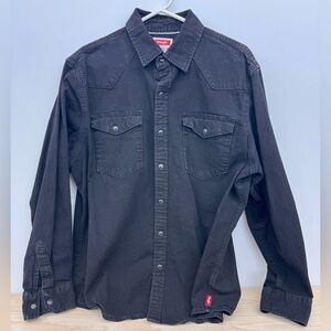 Wrangler Men's Black Denim Western Button Down Shirt